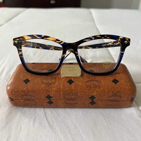 *NEW* MCM Blue and Brown Tortoise Glasses with Case - Picture 2 of 5